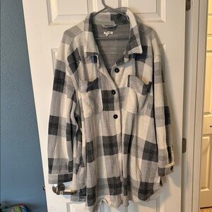 Maurices Black and White Plaid Utility Jacket